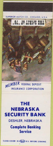 Matchbook Cover - Nebraska Security Bank Deshler NE