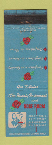 Matchbook Cover - Rose Room Beverly Restaurant Birmingham AL WEAR