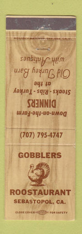 Matchbook Cover - Gobblers Restaurant Sebastopol CA