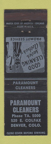 Matchbook Cover - Paramount Cleaners Denver Colorado Colfax
