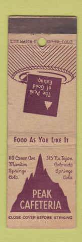 Matchbook Cover - Peak Cafeteria Colorado Springs Manitou WEAR