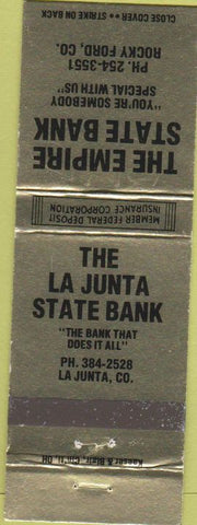 Matchbook Cover - La Junta State Bank CO Rocky Ford