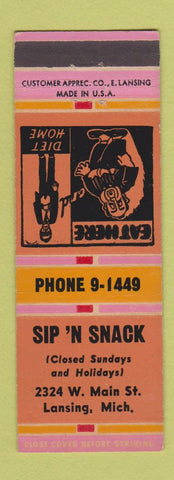 Matchbook Cover - Sip n Snack Lansing MI restaurant