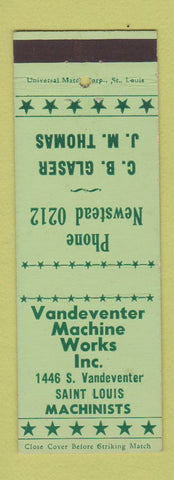 Matchbook Cover - Vandeventer Machine Works St Louis MO