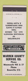Matchbook Cover - Warren County Service oil gas Monmouth Rosevill IL