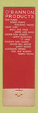 Matchbook Cover - O'Bannon Valve Cups well pumping Tulsa OK Fort Worth TX SAMPLE