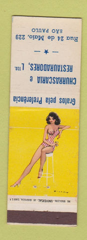 Matchbook Cover - Churrascaria Restaurant Sao Paulo Brazil pinup