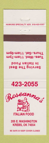 Matchbook Cover - Roseanna's Italian Food Krebs OK