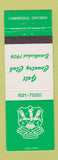 Matchbook Cover - Galt Country Club Cambridge ON