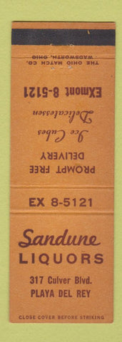 Matchbook Cover - Sandune Liquors Playa Del Rey CA