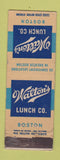 Matchbook Cover - Walton's Lunch Boston MA WORN