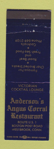 Matchbook Cover - Anderson's Angus Corral Restaurant Westbrook CT WEAR