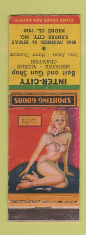 Matchbook Cover - Inter City Bait Gun Shop Kansas City MO pinup WEAR
