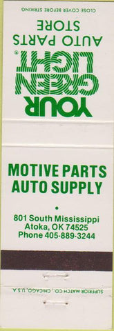 Matchbook Cover - Motive Parts Auto Supply Atoka OK
