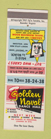 Matchbook Cover - Golden Naval Dance Hall Cicero IL girlie GAG JOKE