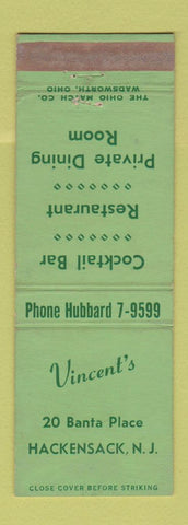 Matchbook Cover - Vincent's Hackensack NJ restaurant WEAR