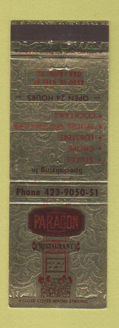 Matchbook Cover - Paragon Restaurant Oak Lawn IL