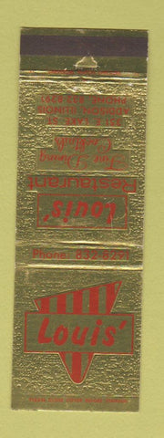 Matchbook Cover - Louis' Restaurant Addison IL
