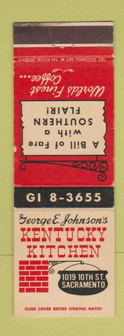 Matchbook Cover - Kentucky Kitchen Sacramento CA
