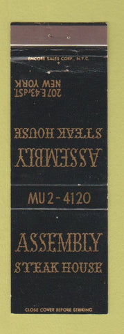 Matchbook Cover - Assembly Steak House New York City WEAR