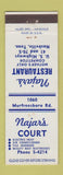 Matchbook Cover - Najar's Court Motel Nashville TN restaurant