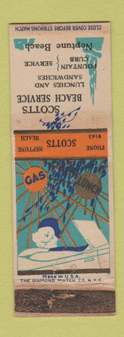 Matchbook Cover - Scotts Beach Service Neptune Beach FL WORN oil gas