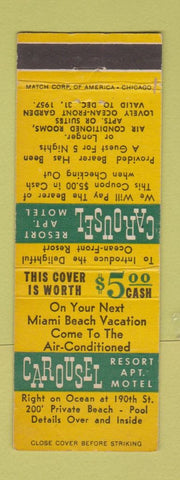 Matchbook Cover - Carousel Resort Motel Miami Beach FL