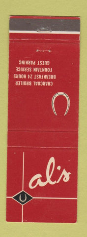 Matchbook Cover - Al's Restaurant North Hollywood Pasadena CA