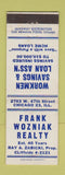 Matchbook Cover - Frank Wozniak Real Estate Chicago IL