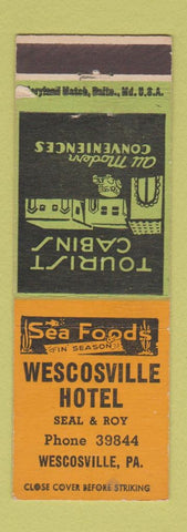 Matchbook Cover - Wescosville Hotel PA WEAR
