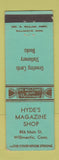 Matchbook Cover - Hyde's Magazine Shop Willimantic CT