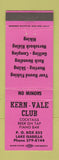 Matchbook Cover - Kern Vale Club Lake Isabella CA PINK