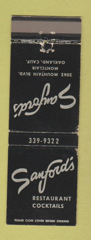 Matchbook Cover - Sanford's Oakland CA restaurant WEAR