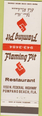 Matchbook Cover - Flaming Pit Restaurant Pompano Beach FL
