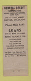 Matchbook Cover - General Credit Corp Denver Colorado
