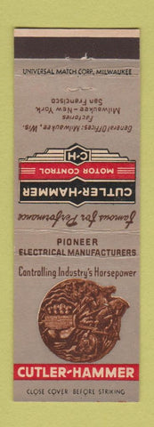 Matchbook Cover - Cutler Hammer Motor Control Milwaukee San Francisco