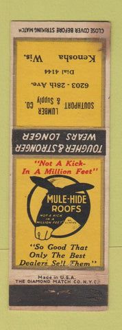 Matchbook Cover - Mule Hide Roofs Kenosha WI lumber WEAR