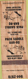 Matchbook Cover - Pack Saddle BBQ San Angelo TX