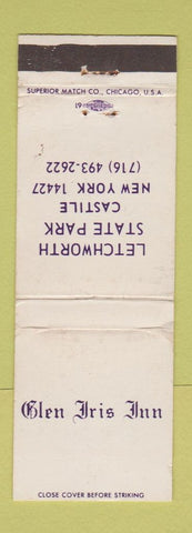 Matchbook Cover - Glen Iris Inn Letchworth State Park Castile NY WEAR