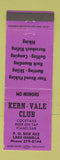 Matchbook Cover - Kern Vale Club Lake Isabella CA PURPLE