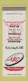 Matchbook Cover - ABC Finance Anchorage Fairbanks Mt View AK