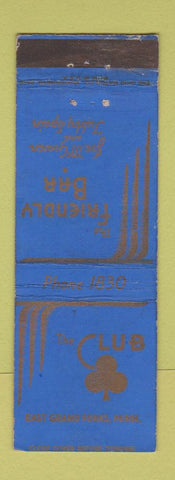 Matchbook Cover - The Club Friendly Bar East Grand Forks MN