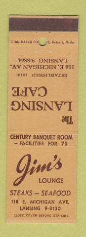 Matchbook Cover - Jim's Lounge Lansing Cafe MI