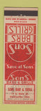 Matchbook Cover - Sons Bar Grills Chillicothe OH PRINTING ERROR