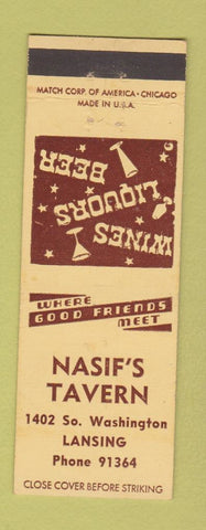 Matchbook Cover - Nasif's Tavern Lansing MI