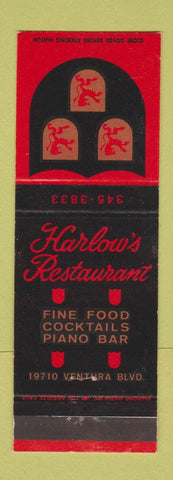 Matchbook Cover - Harlow's Restaurant Woodland Hills CA