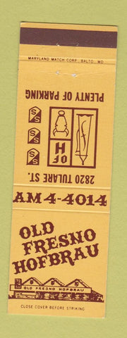 Matchbook Cover - Old Fresno Hof Brau Fresno CA