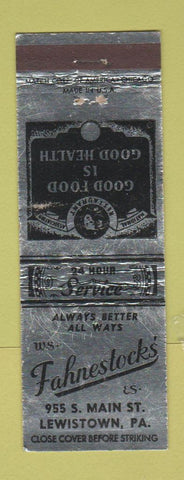 Matchbook Cover - Fahnestock's Restaurant Lewistown PA WEAR