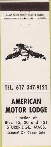 Matchbook Cover - American Motor Lodge Sturbridge MA