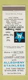 Matchbook Cover - Allegheny Ludlum Steel Chicago Rockford IL